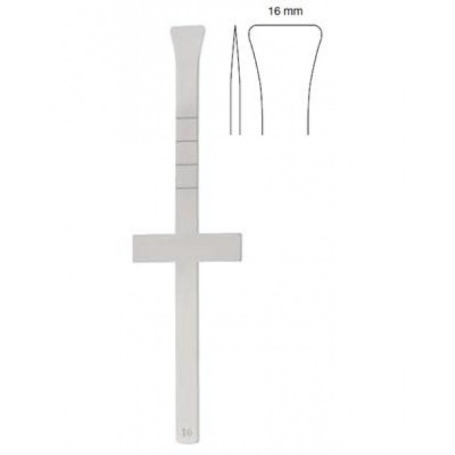 Cottle Chisel,Cross Bar,16 mm Fishtail Shaped End, Laser Graduated With Hollow Cut, 18 cm,