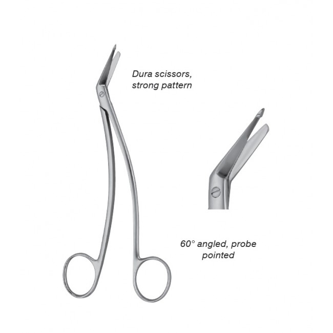 Dura Scissor , Schmieden-Taylor Strong Pattern,Angled 60,Probe Pointed,  17 cm