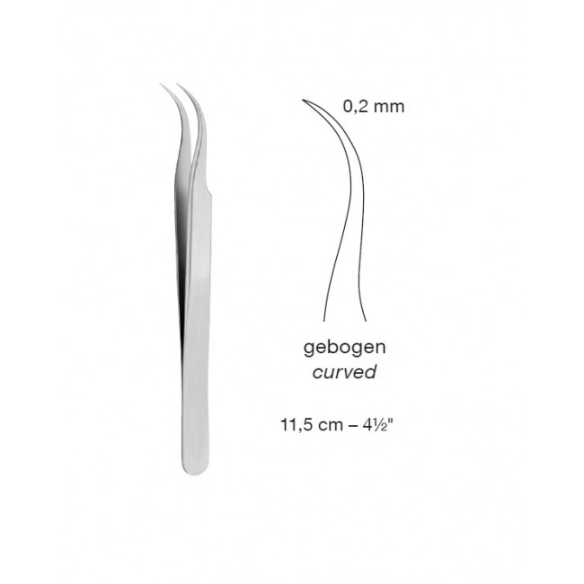 Micro Jewelers Forceps,Curved,11.5 cm,0.2 mm