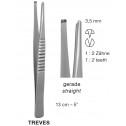 TREVES Tissue Forceps,3.5 mm, 1X2 Teeth ,13 cm