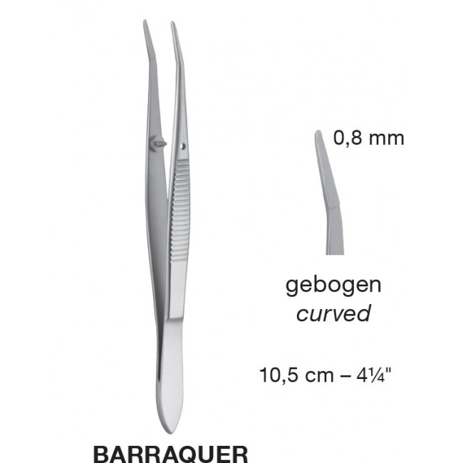 BARRAQUER (Curved) Cilia Forceps,0.8 mm ,10.5 cm