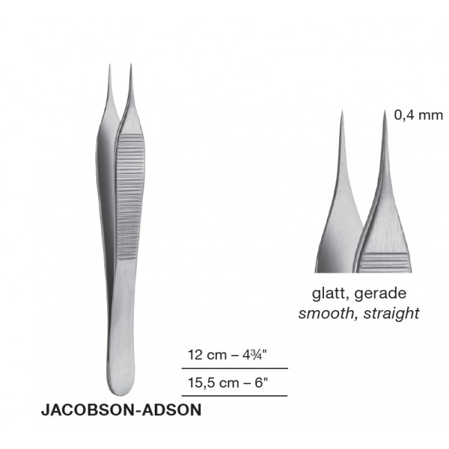 Jacobson-Adson Delicate Dissecting Forceps,Smooth, Point 0.4 mm,Straight