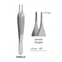 Ewald Delicate Dissecting Forceps,Straight, Point 1.7 mm, 12 cm