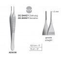 Adson De Bakey Delicate Dissecting Forceps,Straight,Point 1.5 mm