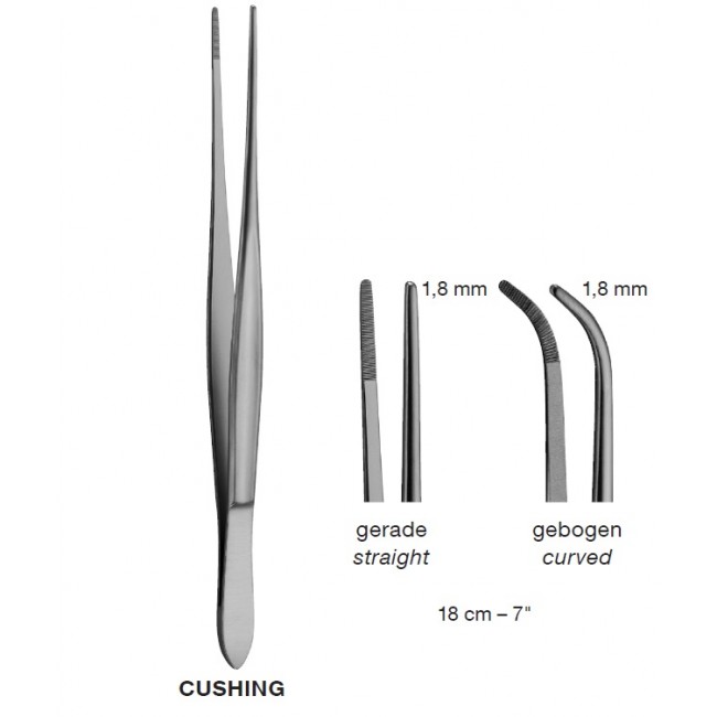 Cushing Delicate Dissecting Forceps, 1.8 mm , 18 cm