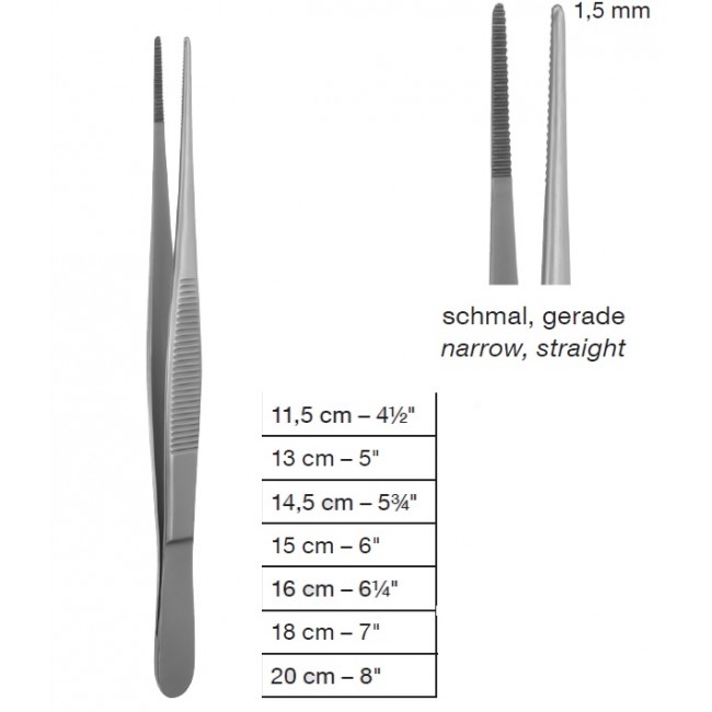 Dressing Narrow, Dissecting Forceps, 1.5 mm