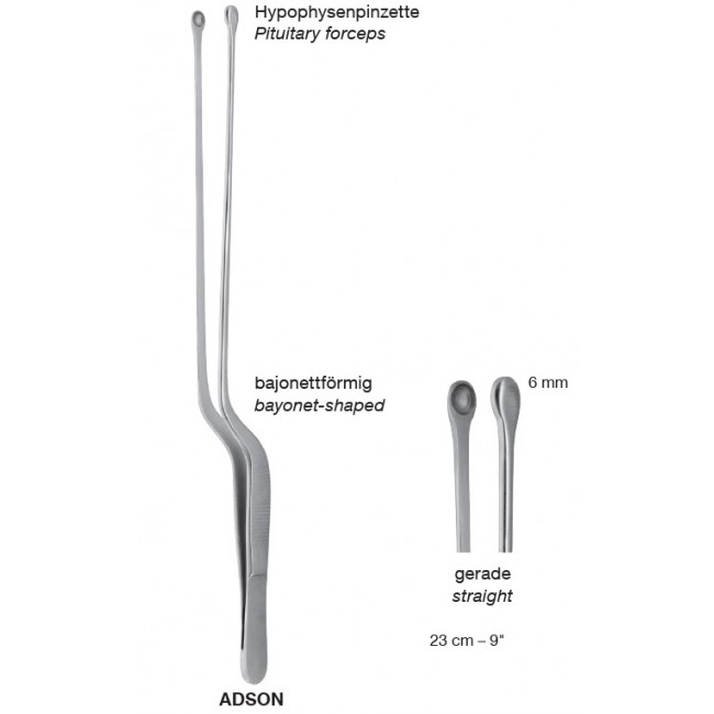 Adson Pituitary, Bayonet-Shaped, Dissecting Forceps, 6 mm, 23 cm