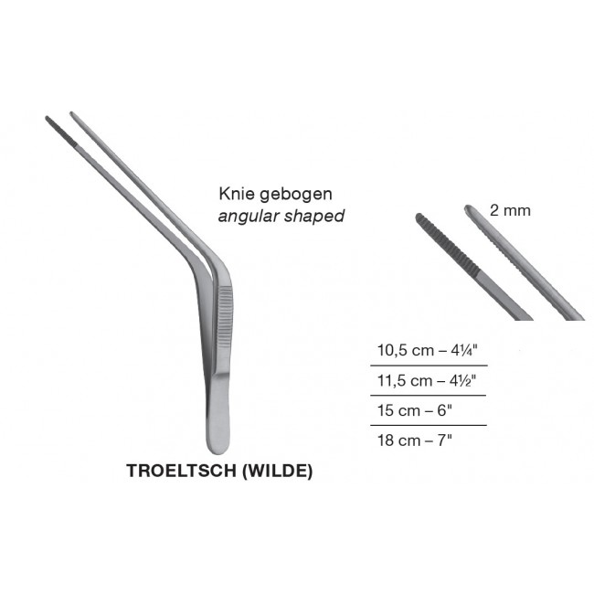 Troeltsch (Wilde), Angular Shaped, Ear Dressing Forceps, 2 mm